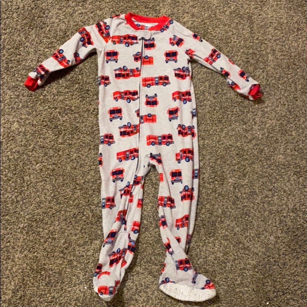 Fleece 5T footed fire truck pajamas